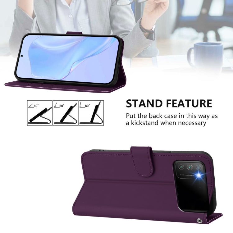 For Xiaomi Poco M3 Skin Feel Solid Color Leather Phone Case with Lanyard