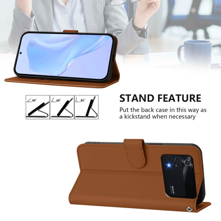 For Xiaomi Poco M4 Pro 4G Skin Feel Solid Color Leather Phone Case with Lanyard