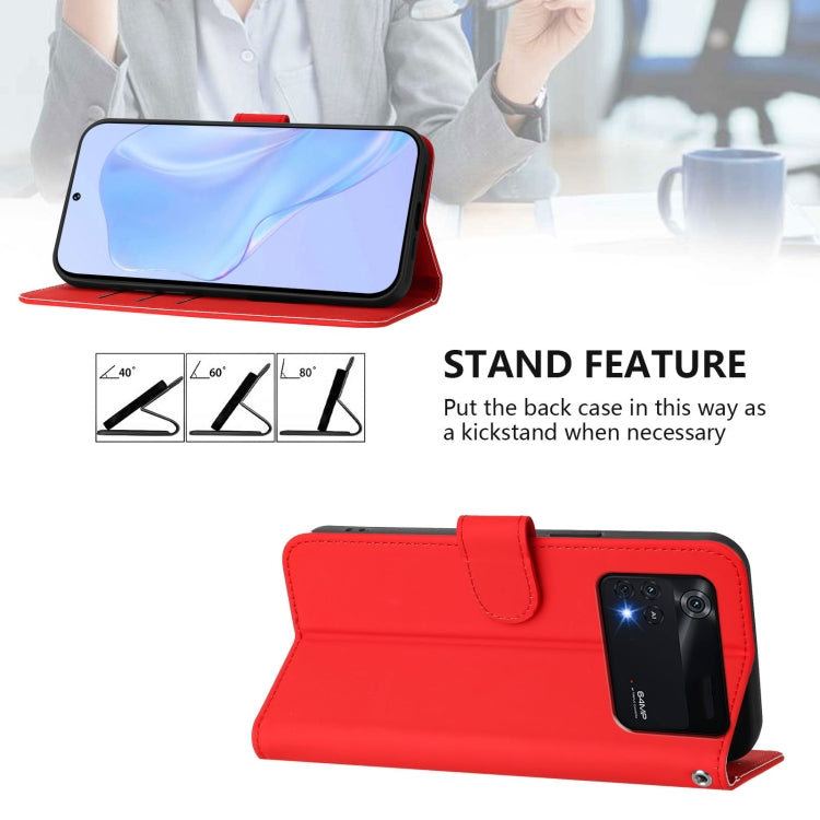 For Xiaomi Poco M4 Pro 4G Skin Feel Solid Color Leather Phone Case with Lanyard