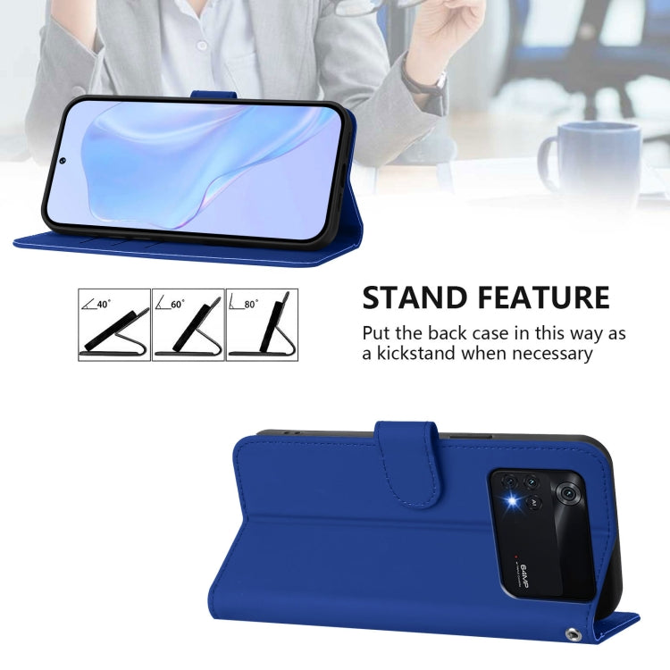 For Xiaomi Poco M4 Pro 4G Skin Feel Solid Color Leather Phone Case with Lanyard