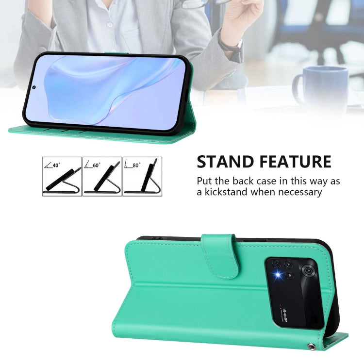 For Xiaomi Poco M4 Pro 4G Skin Feel Solid Color Leather Phone Case with Lanyard