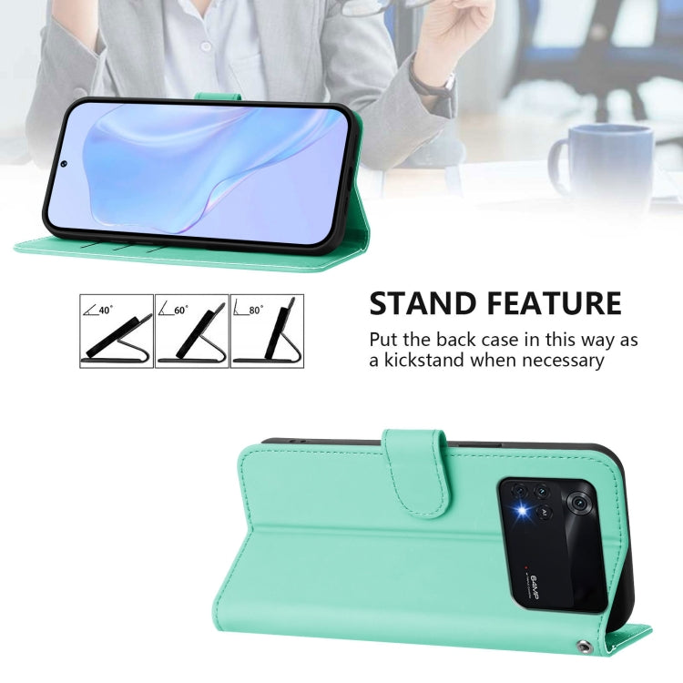 For Xiaomi Poco M4 Pro 4G Skin Feel Solid Color Leather Phone Case with Lanyard