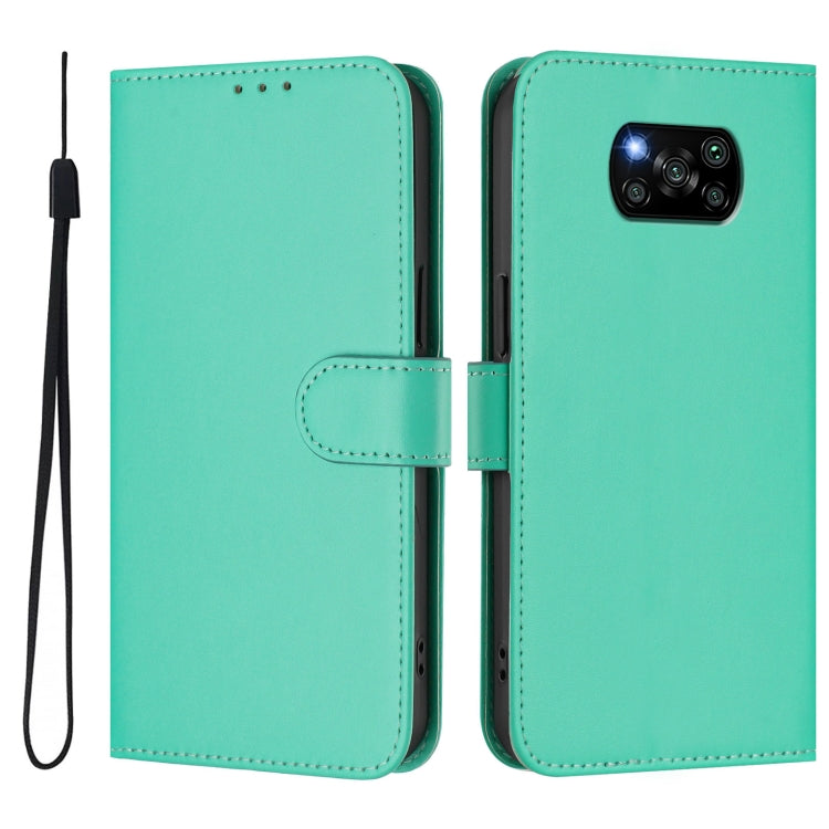 For Xiaomi Poco X3 Pro / X3 NFC / X3 Skin Feel Solid Color Leather Phone Case with Lanyard