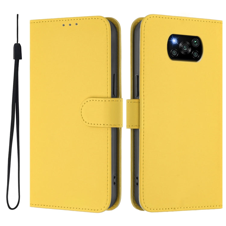 For Xiaomi Poco X3 Pro / X3 NFC / X3 Skin Feel Solid Color Leather Phone Case with Lanyard