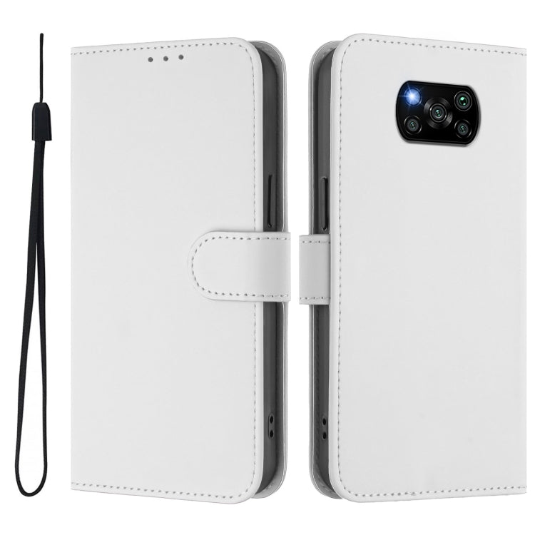 For Xiaomi Poco X3 Pro / X3 NFC / X3 Skin Feel Solid Color Leather Phone Case with Lanyard