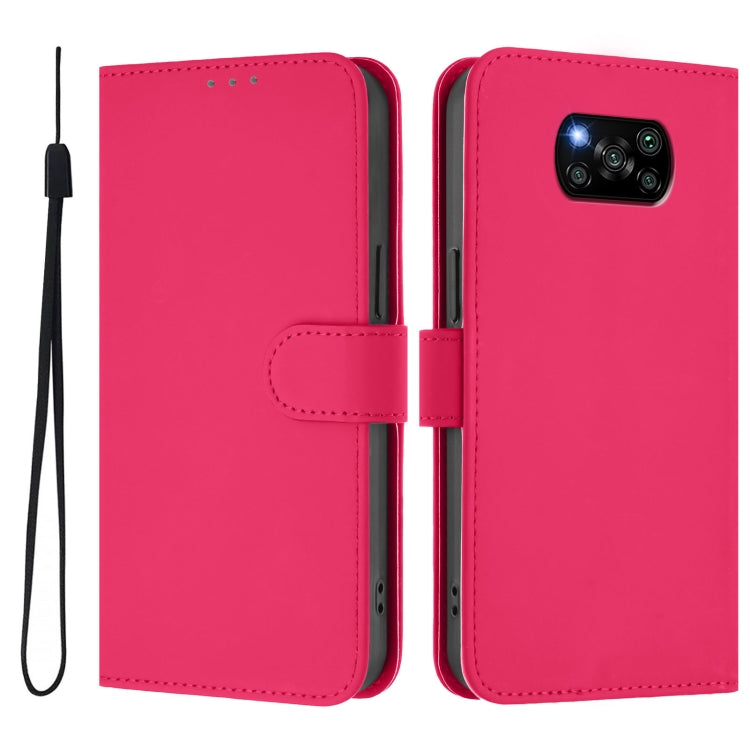 For Xiaomi Poco X3 Pro / X3 NFC / X3 Skin Feel Solid Color Leather Phone Case with Lanyard
