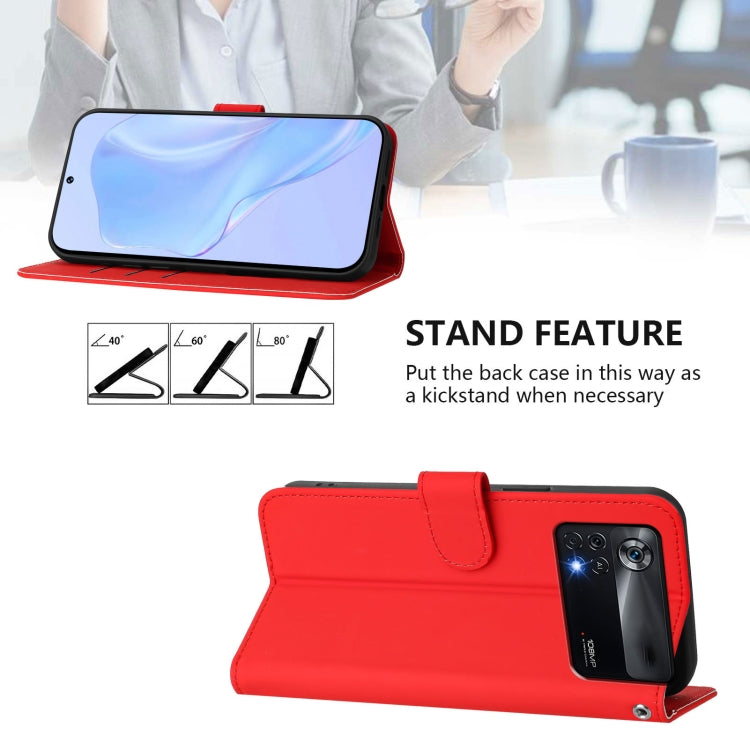 For Xiaomi Poco X4 Pro 5G Skin Feel Solid Color Leather Phone Case with Lanyard