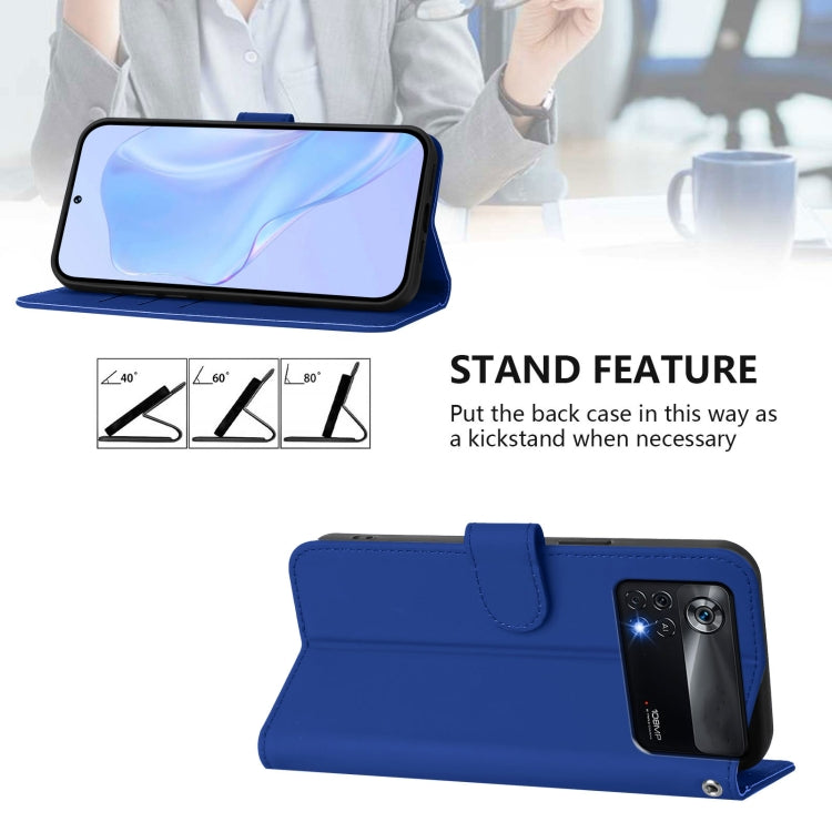 For Xiaomi Poco X4 Pro 5G Skin Feel Solid Color Leather Phone Case with Lanyard