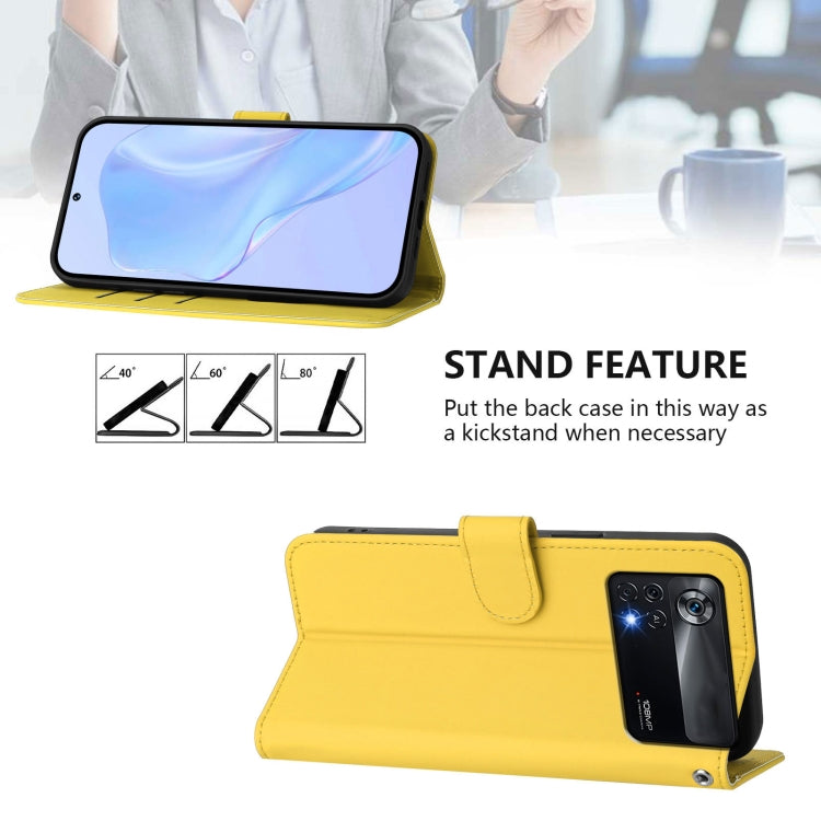 For Xiaomi Poco X4 Pro 5G Skin Feel Solid Color Leather Phone Case with Lanyard