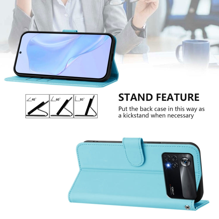 For Xiaomi Poco X4 Pro 5G Skin Feel Solid Color Leather Phone Case with Lanyard