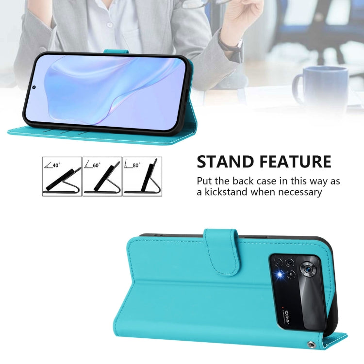For Xiaomi Poco X4 Pro 5G Skin Feel Solid Color Leather Phone Case with Lanyard