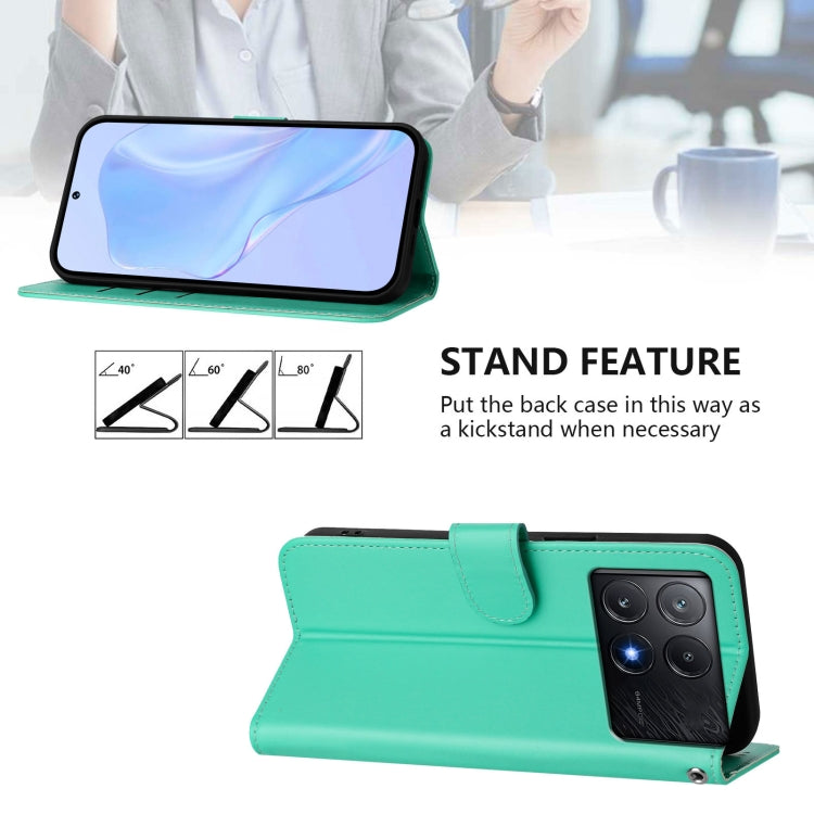For Xiaomi Poco X6 Pro Skin Feel Solid Color Leather Phone Case with Lanyard