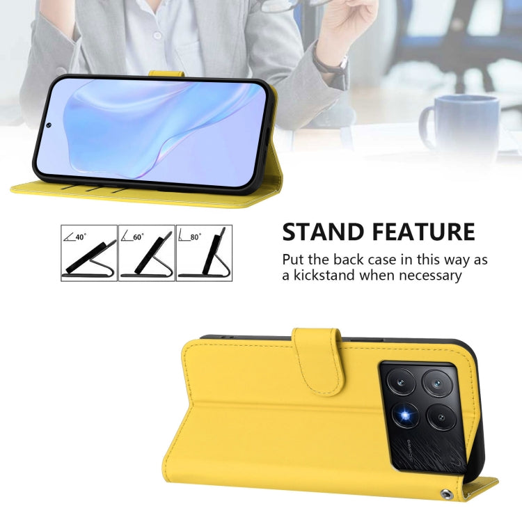 For Xiaomi Poco X6 Pro Skin Feel Solid Color Leather Phone Case with Lanyard