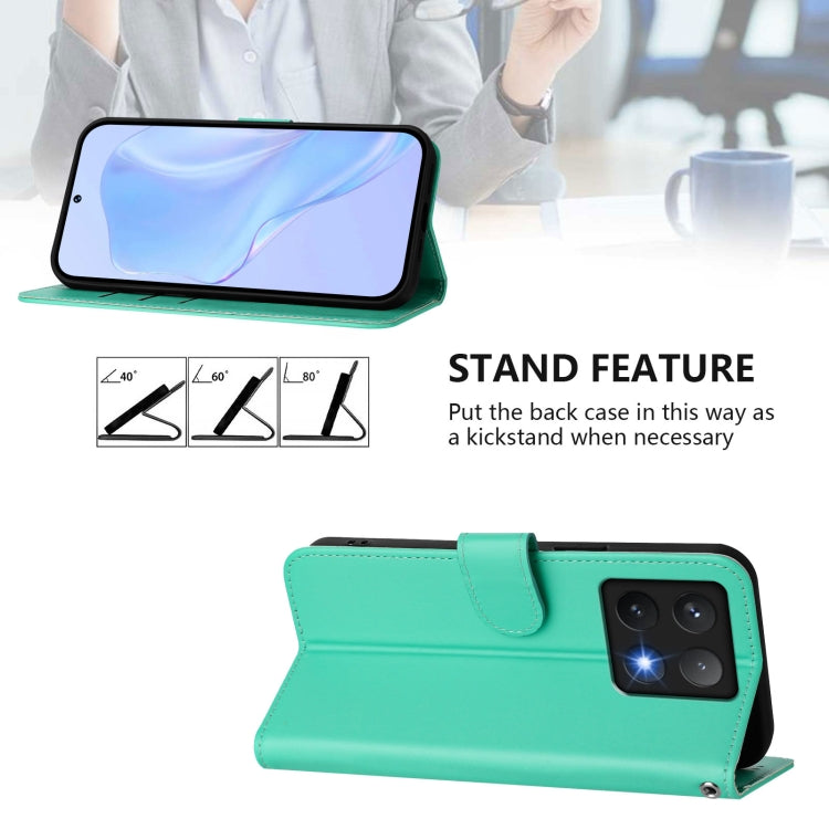For Xiaomi 14T Skin Feel Solid Color Leather Phone Case with Lanyard