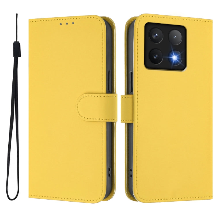For Xiaomi 14T Skin Feel Solid Color Leather Phone Case with Lanyard