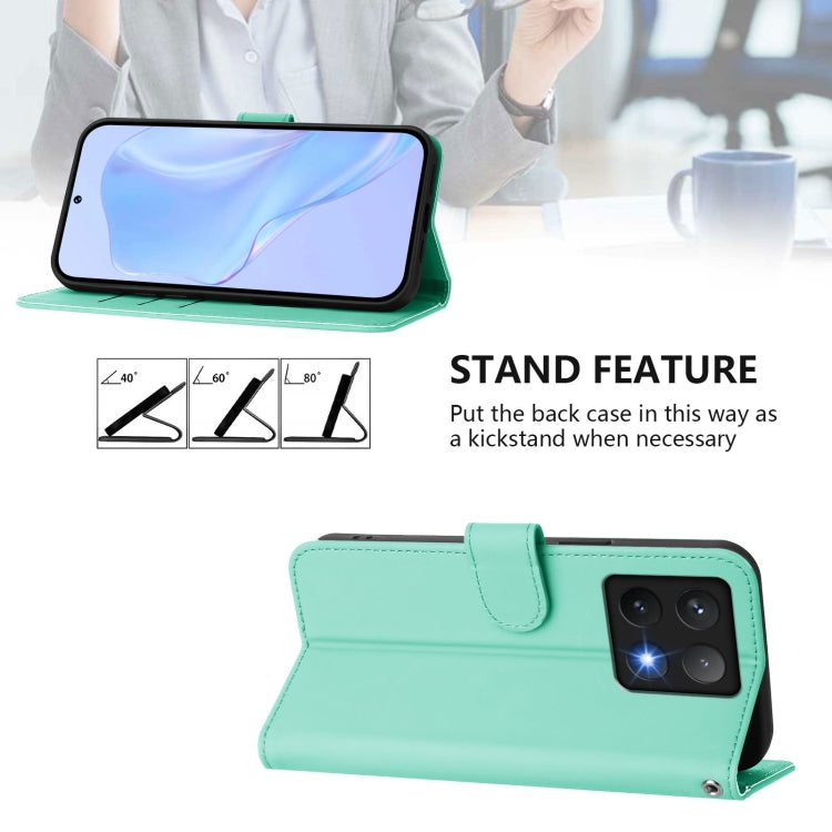 For Xiaomi 14T Skin Feel Solid Color Leather Phone Case with Lanyard
