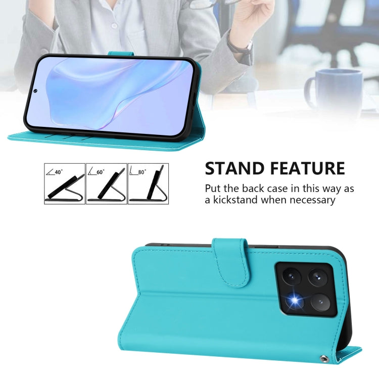 For Xiaomi 14T Skin Feel Solid Color Leather Phone Case with Lanyard