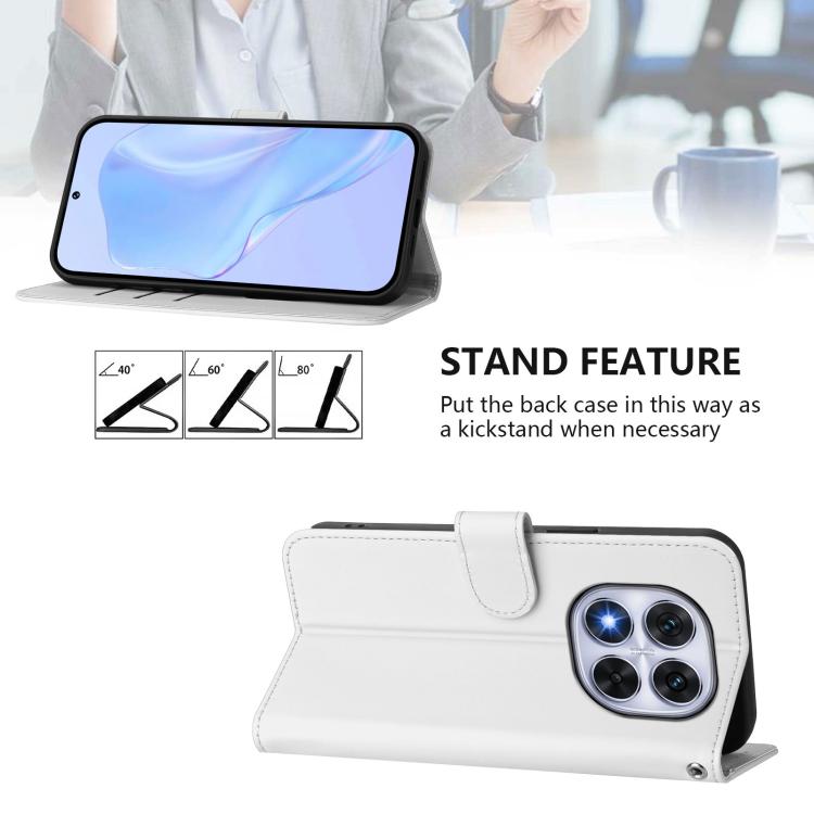 For Xiaomi Poco X7 5G Skin Feel Solid Color Leather Phone Case with Lanyard