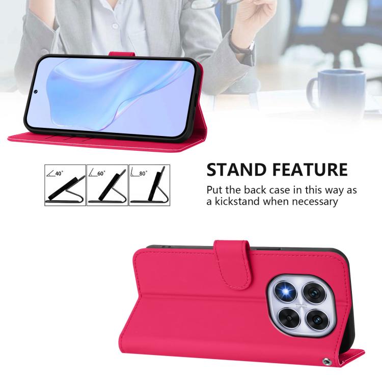 For Xiaomi Poco X7 5G Skin Feel Solid Color Leather Phone Case with Lanyard