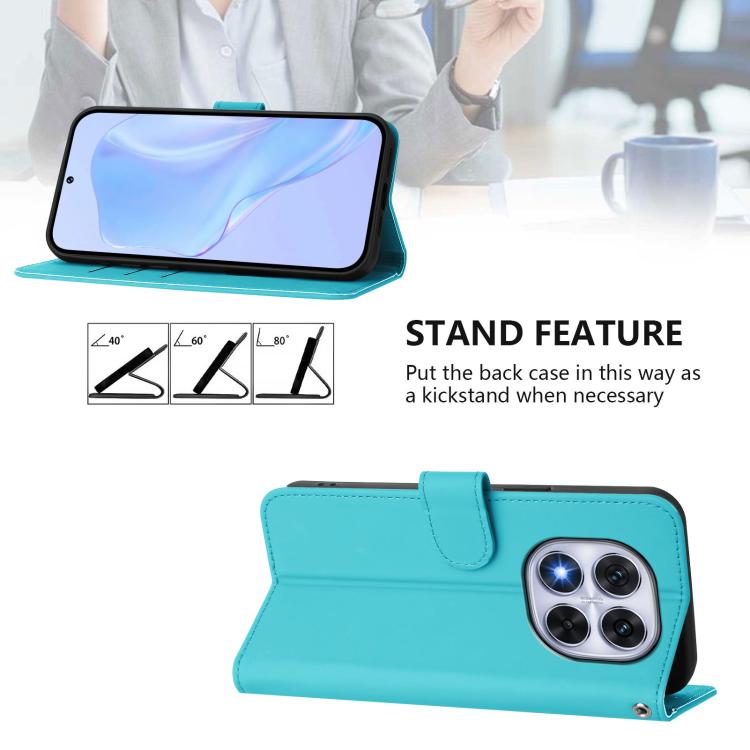 For Xiaomi Poco X7 5G Skin Feel Solid Color Leather Phone Case with Lanyard