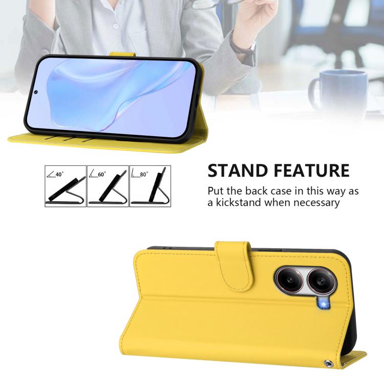 For Xiaomi Poco X7 Pro 5G Skin Feel Solid Color Leather Phone Case with Lanyard