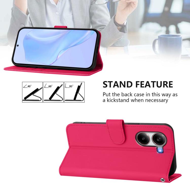 For Xiaomi Poco X7 Pro 5G Skin Feel Solid Color Leather Phone Case with Lanyard