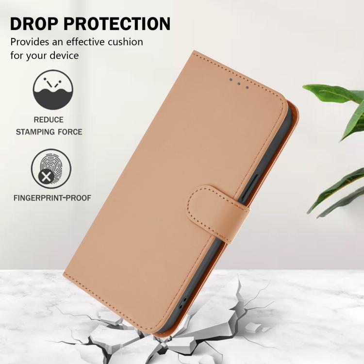 For Xiaomi Poco M7 4G 169mm Skin Feel Solid Color Leather Phone Case with Lanyard