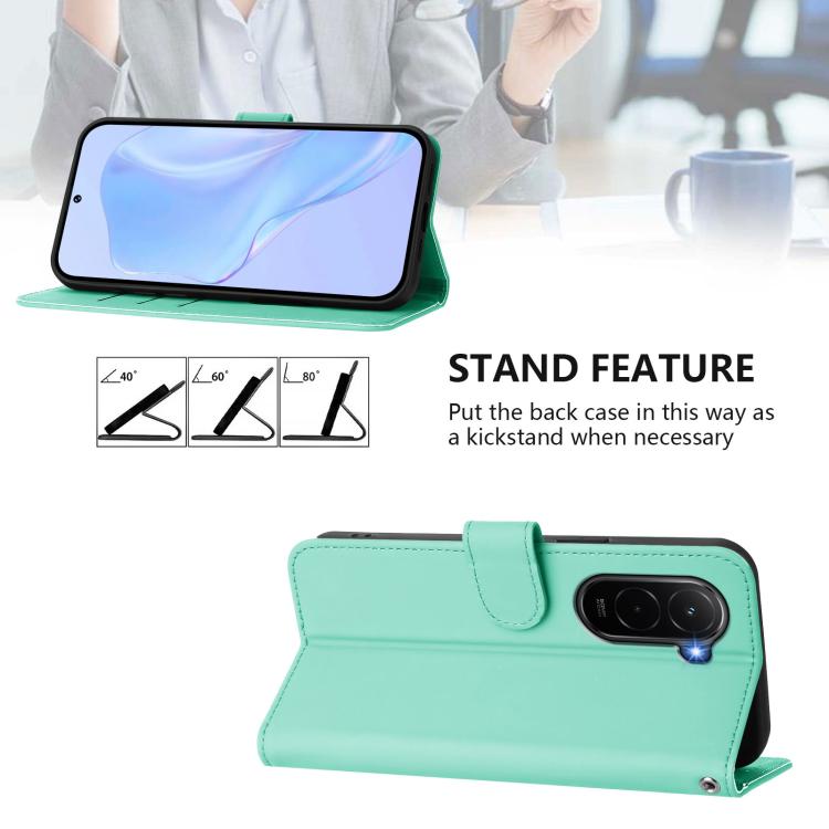 For Xiaomi Poco M7 4G 169mm Skin Feel Solid Color Leather Phone Case with Lanyard