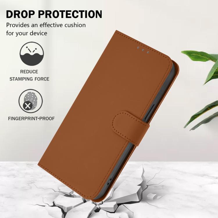 For Xiaomi Poco M7 5G / C75 4G Skin Feel Solid Color Leather Phone Case with Lanyard