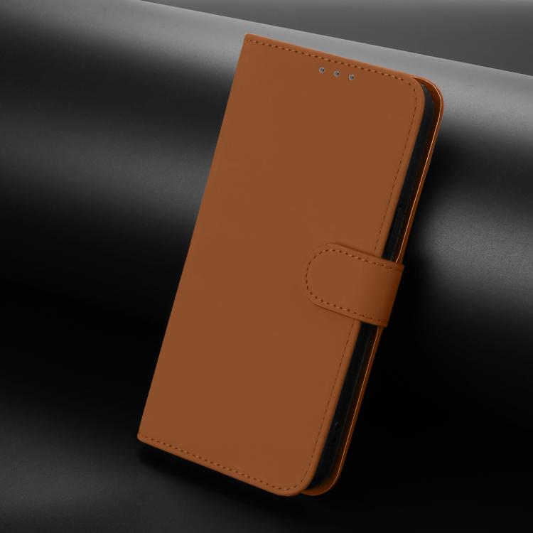 For Xiaomi Poco M7 5G / C75 4G Skin Feel Solid Color Leather Phone Case with Lanyard