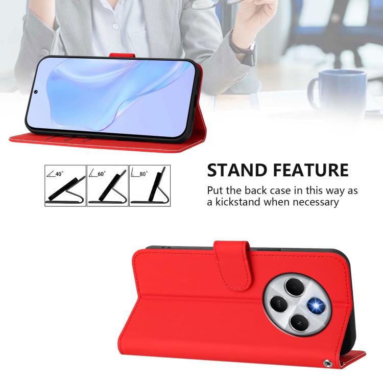 For Xiaomi Poco M7 5G / C75 4G Skin Feel Solid Color Leather Phone Case with Lanyard