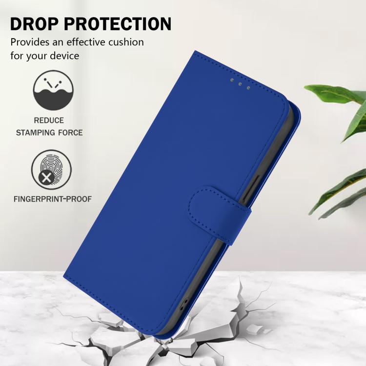 For Xiaomi Poco M7 5G / C75 4G Skin Feel Solid Color Leather Phone Case with Lanyard