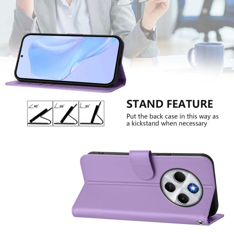For Xiaomi Poco M7 5G / C75 4G Skin Feel Solid Color Leather Phone Case with Lanyard