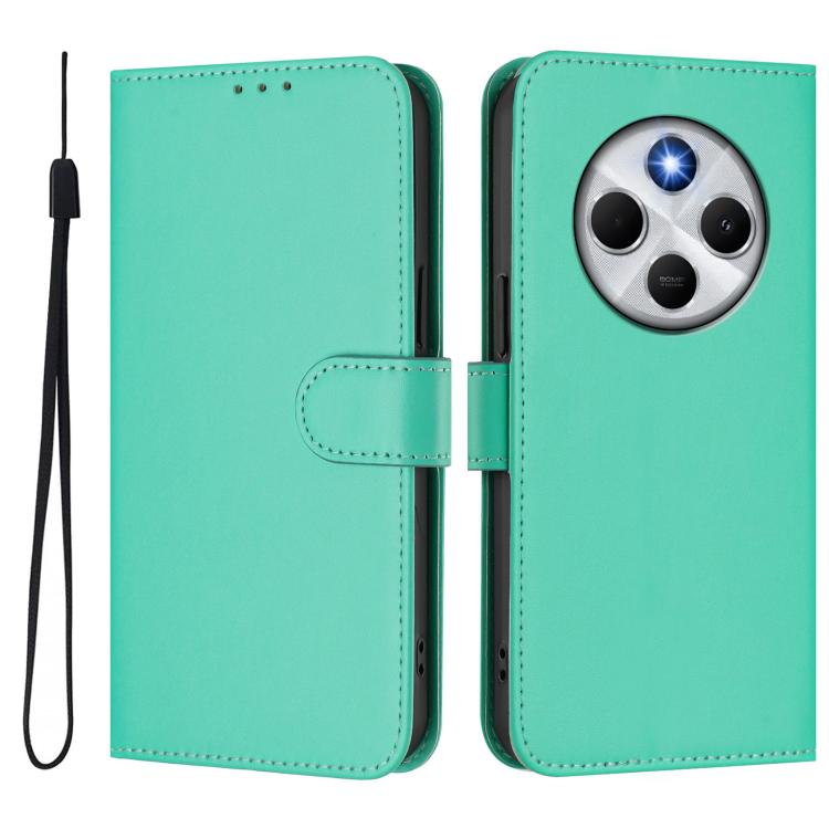 For Xiaomi Poco M7 5G / C75 4G Skin Feel Solid Color Leather Phone Case with Lanyard