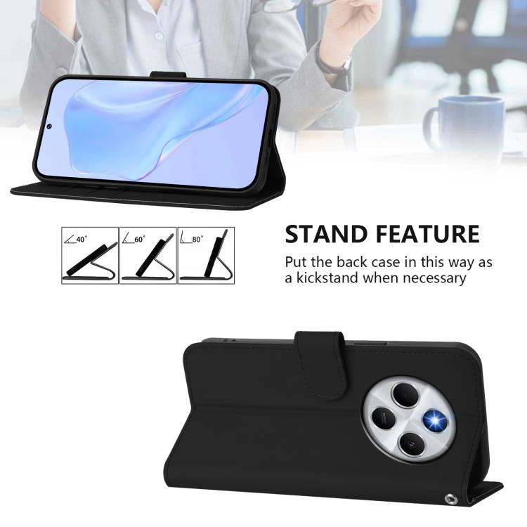 For Xiaomi Poco M7 5G / C75 4G Skin Feel Solid Color Leather Phone Case with Lanyard