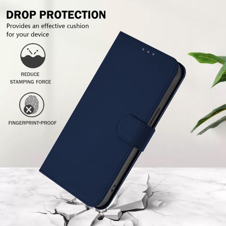 For Xiaomi Poco M7 5G / C75 4G Skin Feel Solid Color Leather Phone Case with Lanyard