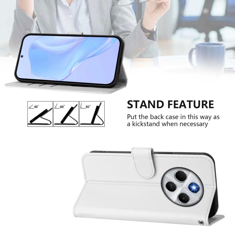 For Xiaomi Poco M7 5G / C75 4G Skin Feel Solid Color Leather Phone Case with Lanyard