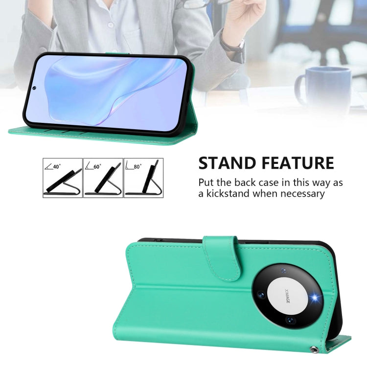 For Huawei Mate 60 Skin Feel Solid Color Leather Phone Case with Lanyard