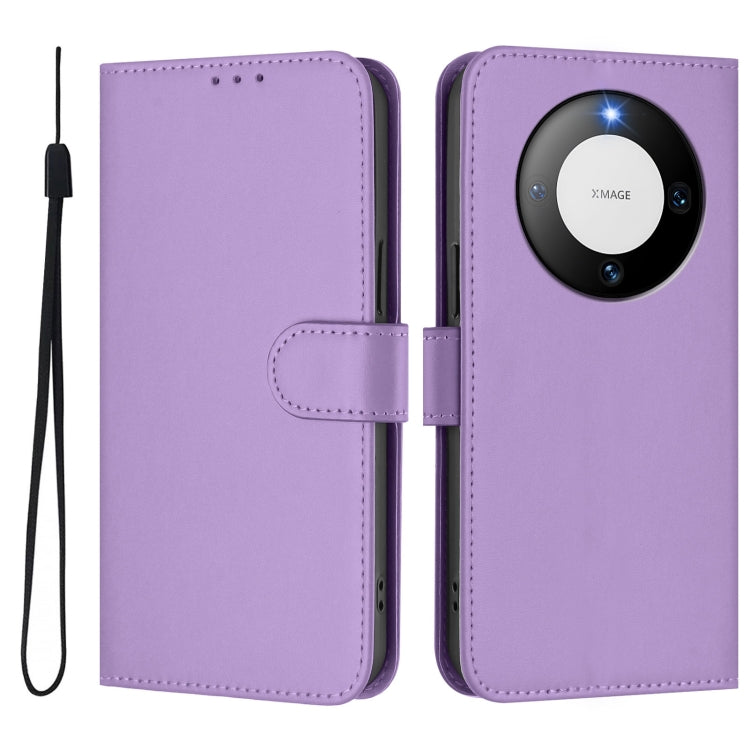 For Huawei Mate 60 Pro / 60 Pro+ Skin Feel Solid Color Leather Phone Case with Lanyard