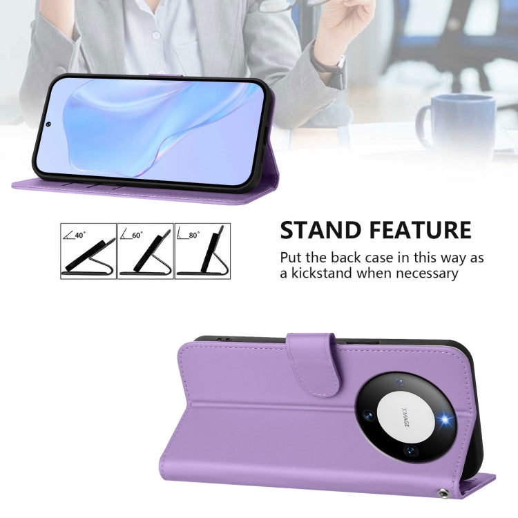 For Huawei Mate 60 Pro / 60 Pro+ Skin Feel Solid Color Leather Phone Case with Lanyard