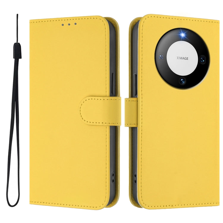 For Huawei Mate 60 Pro / 60 Pro+ Skin Feel Solid Color Leather Phone Case with Lanyard
