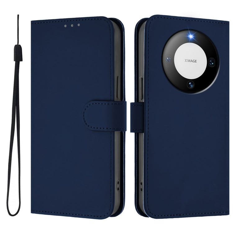 For Huawei Mate 60 Pro / 60 Pro+ Skin Feel Solid Color Leather Phone Case with Lanyard