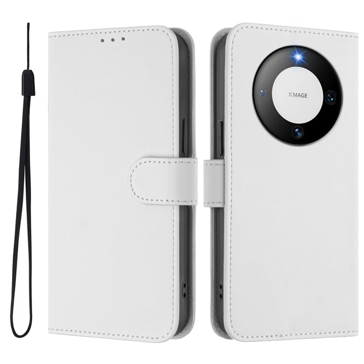 For Huawei Mate 60 Pro / 60 Pro+ Skin Feel Solid Color Leather Phone Case with Lanyard