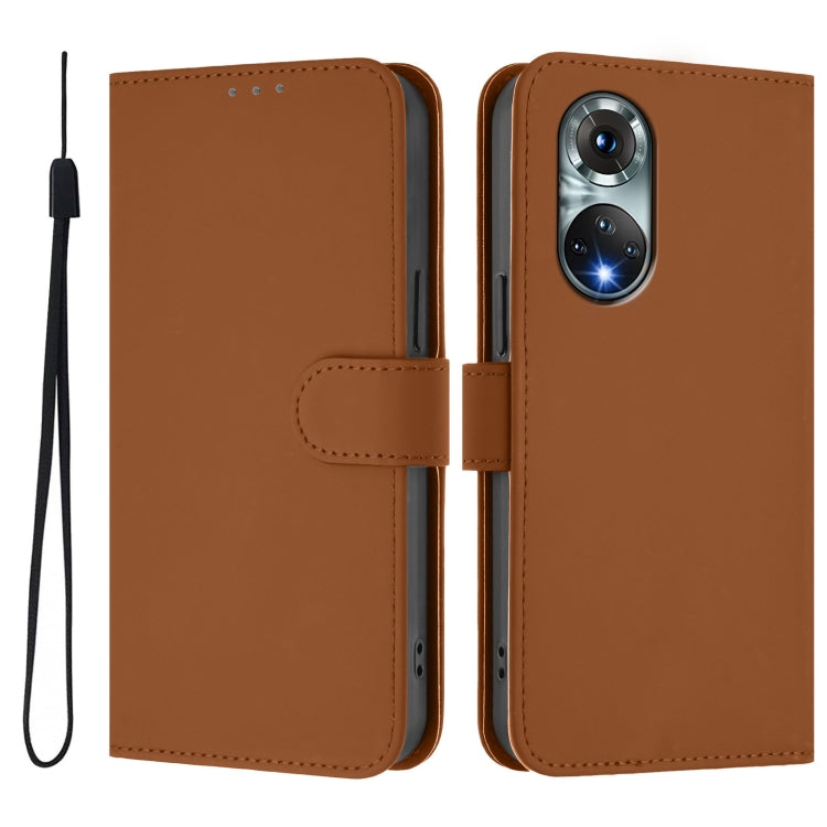 For Huawei nova 9 Skin Feel Solid Color Leather Phone Case with Lanyard