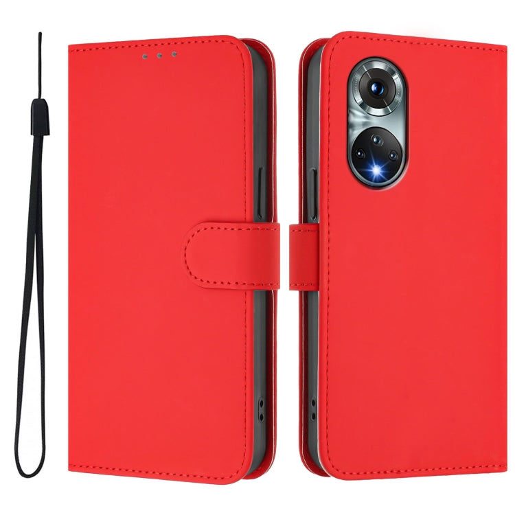 For Huawei nova 9 Skin Feel Solid Color Leather Phone Case with Lanyard