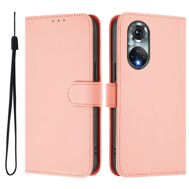 For Huawei nova 9 Skin Feel Solid Color Leather Phone Case with Lanyard