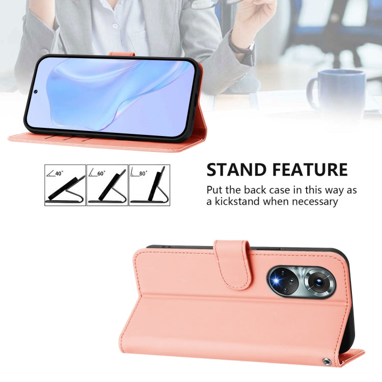 For Huawei nova 9 Skin Feel Solid Color Leather Phone Case with Lanyard
