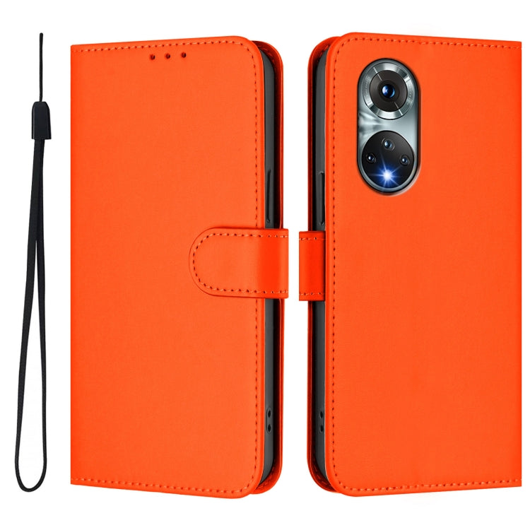 For Huawei nova 9 Skin Feel Solid Color Leather Phone Case with Lanyard