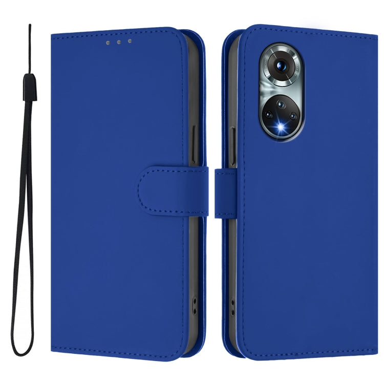 For Huawei nova 9 Skin Feel Solid Color Leather Phone Case with Lanyard