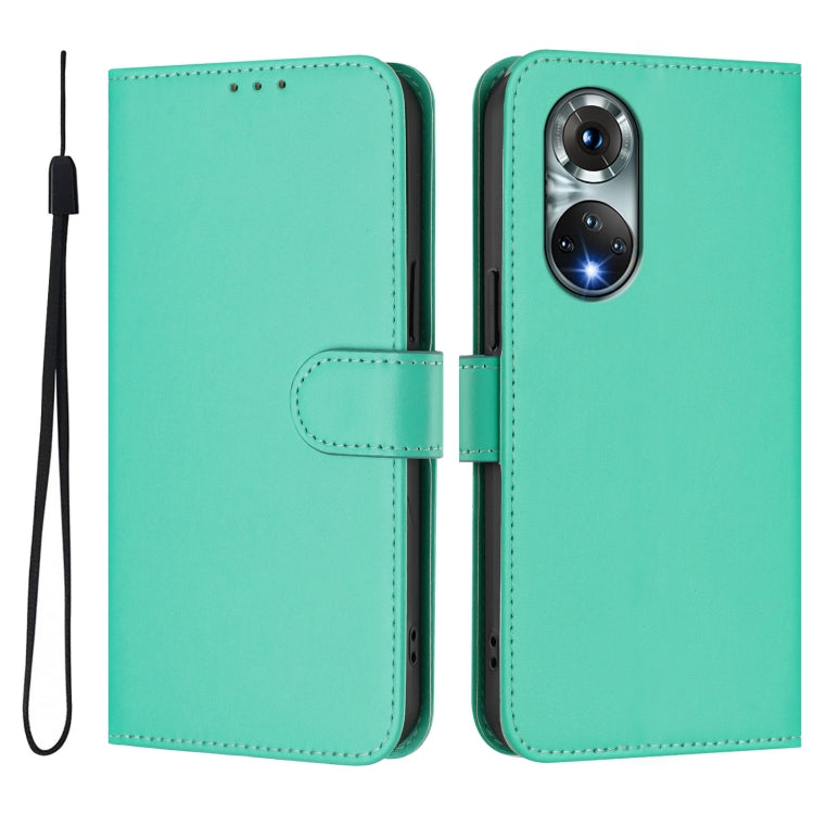 For Huawei nova 9 Skin Feel Solid Color Leather Phone Case with Lanyard